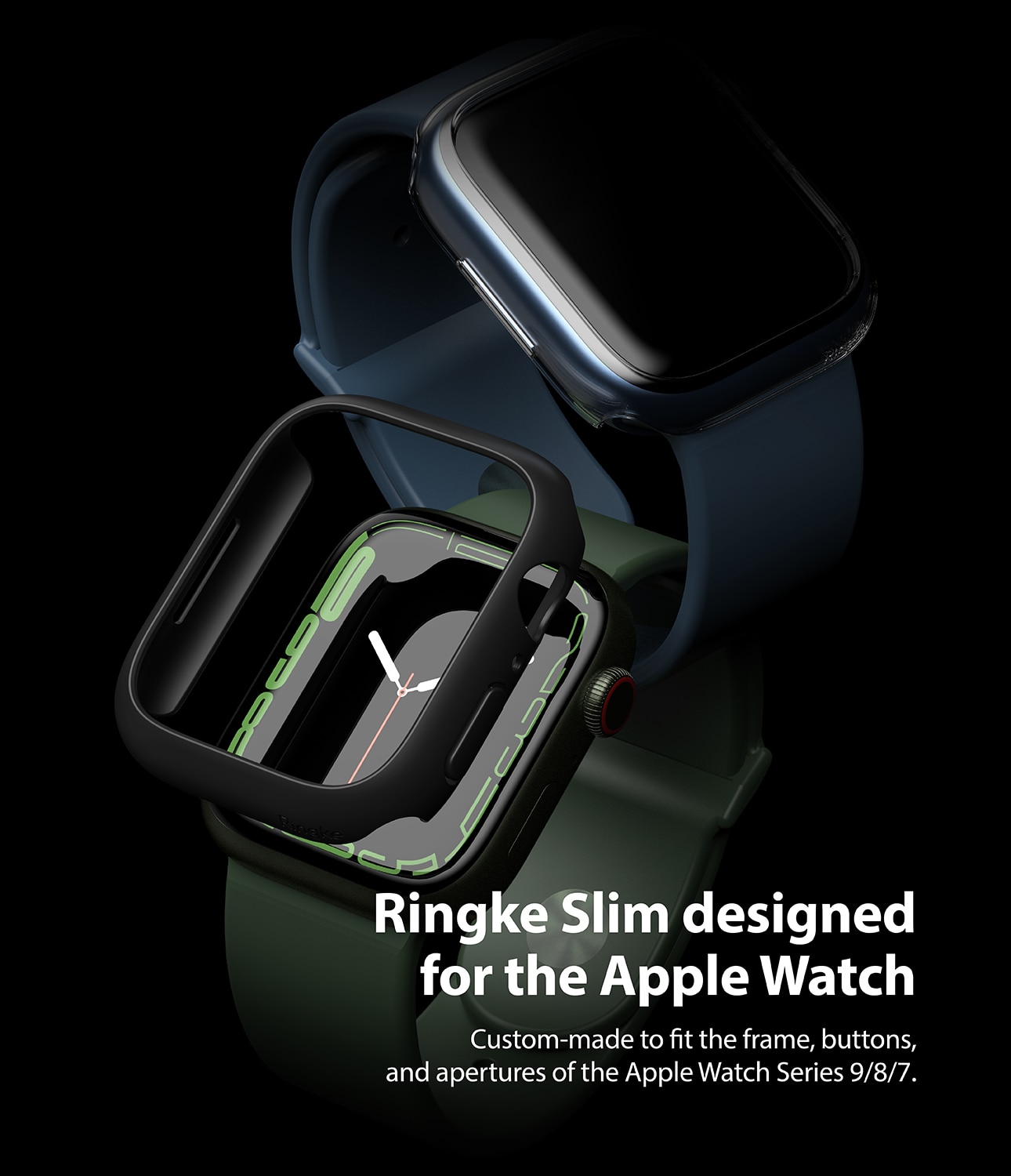 Slim Case (2-pack) Apple Watch 45mm Series 8 Matte Black & Clear