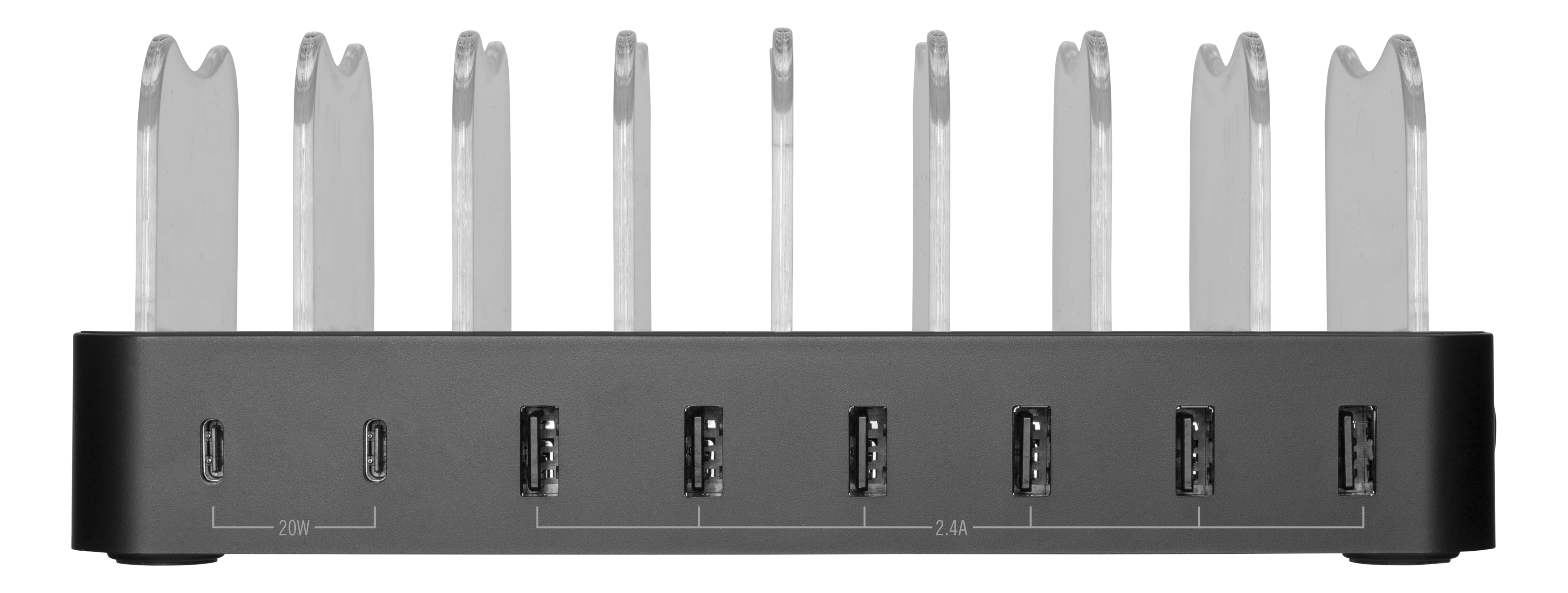 Latausasema 8 laitetta, 6x USB-A, 2x USB-C 75W musta