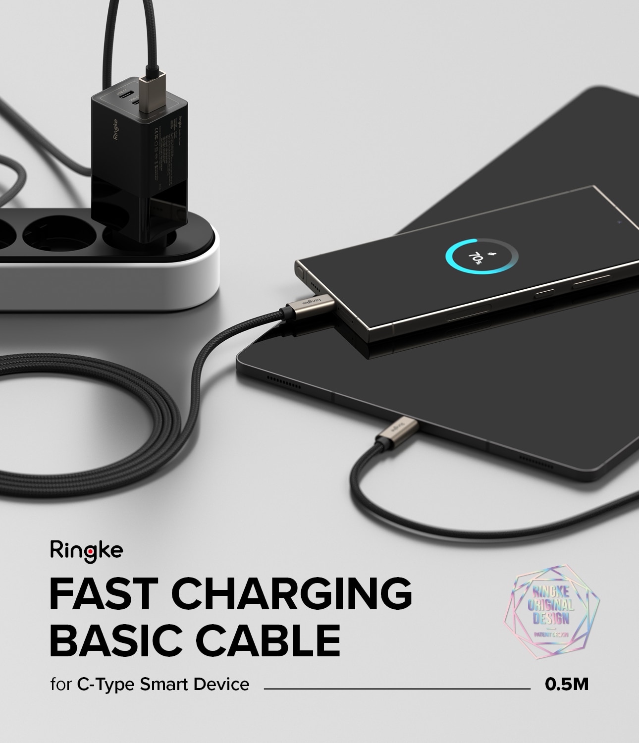 Fast Charging Basic Kaapeli USB-A -> USB-C 0,5m musta