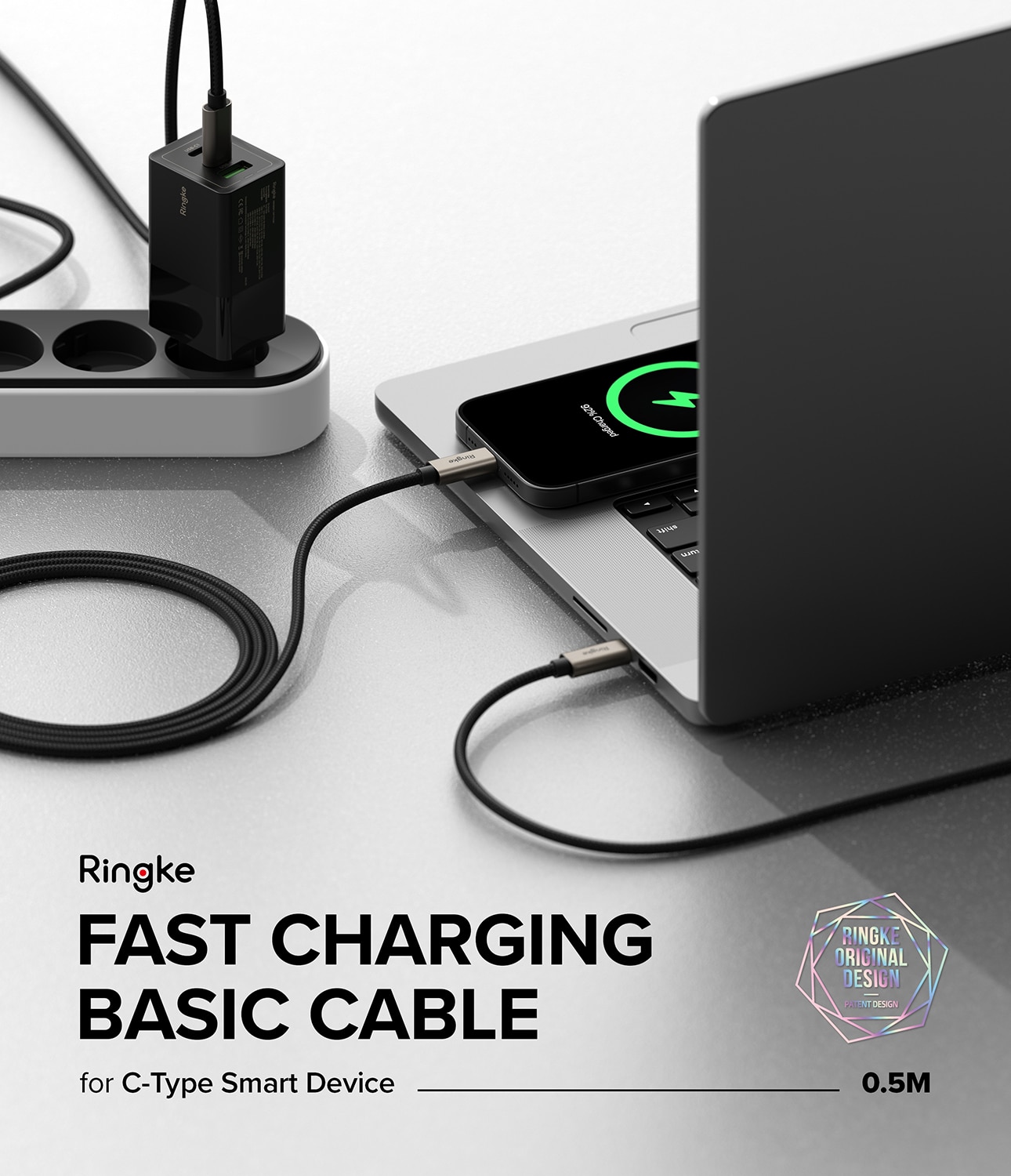 Fast Charging Basic Kaapeli USB-C -> USB-C 0,5m musta