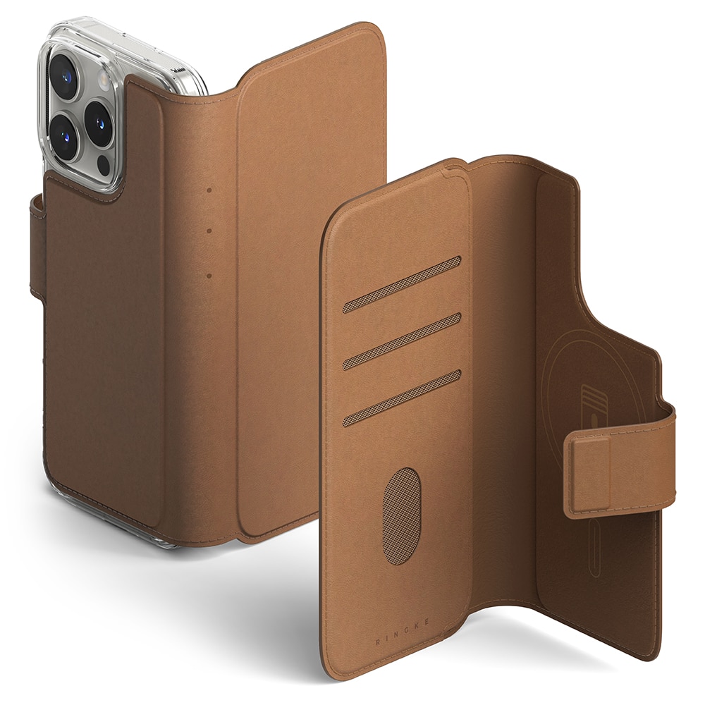 Folio Wallet Magnetic iPhone 15 Brown