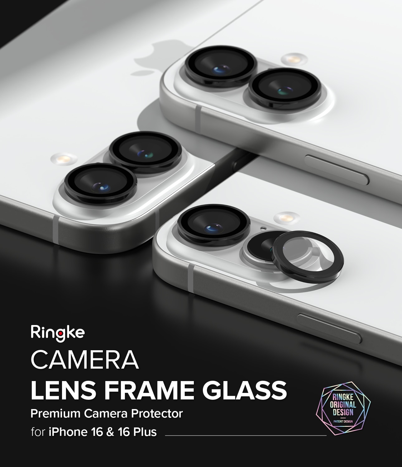 Camera Lens Frame Glass (2-pack) iPhone 16 Black