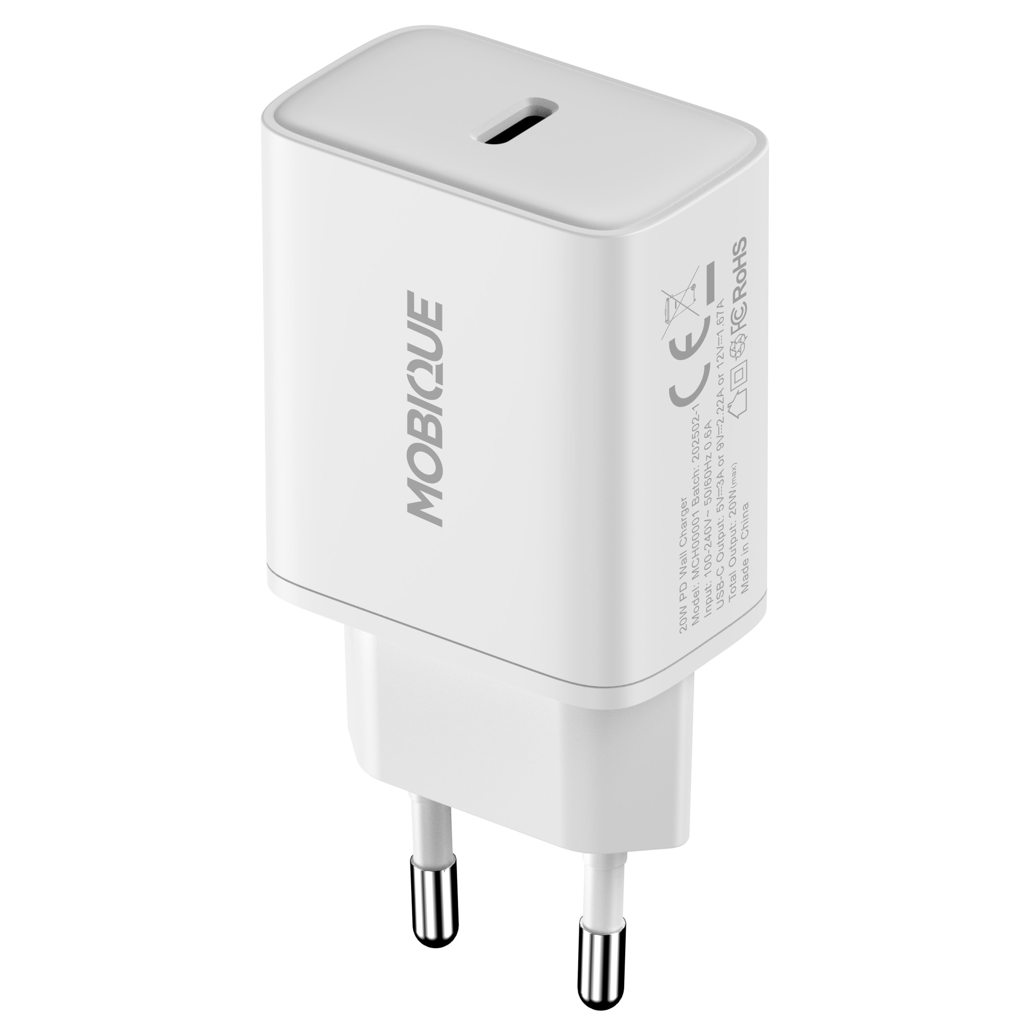 Seinälaturi USB-C 20W PD valkoinen