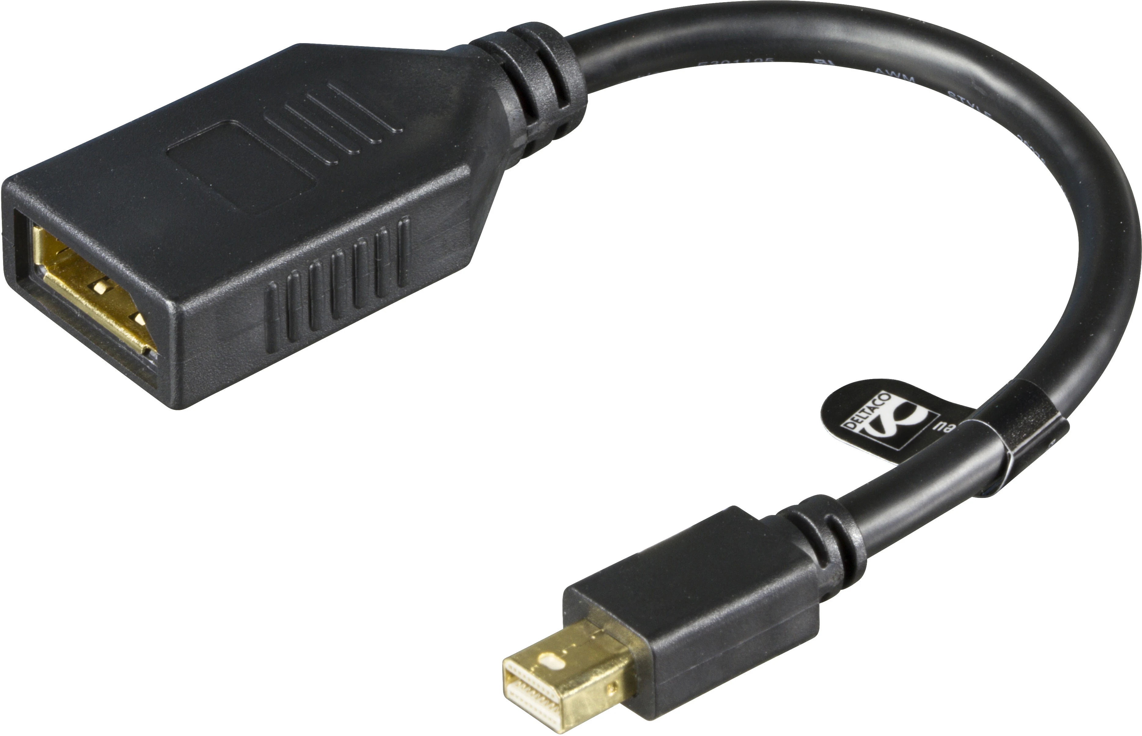 DisplayPort-Mini DisplayPort-adapteri 0,2 m musta