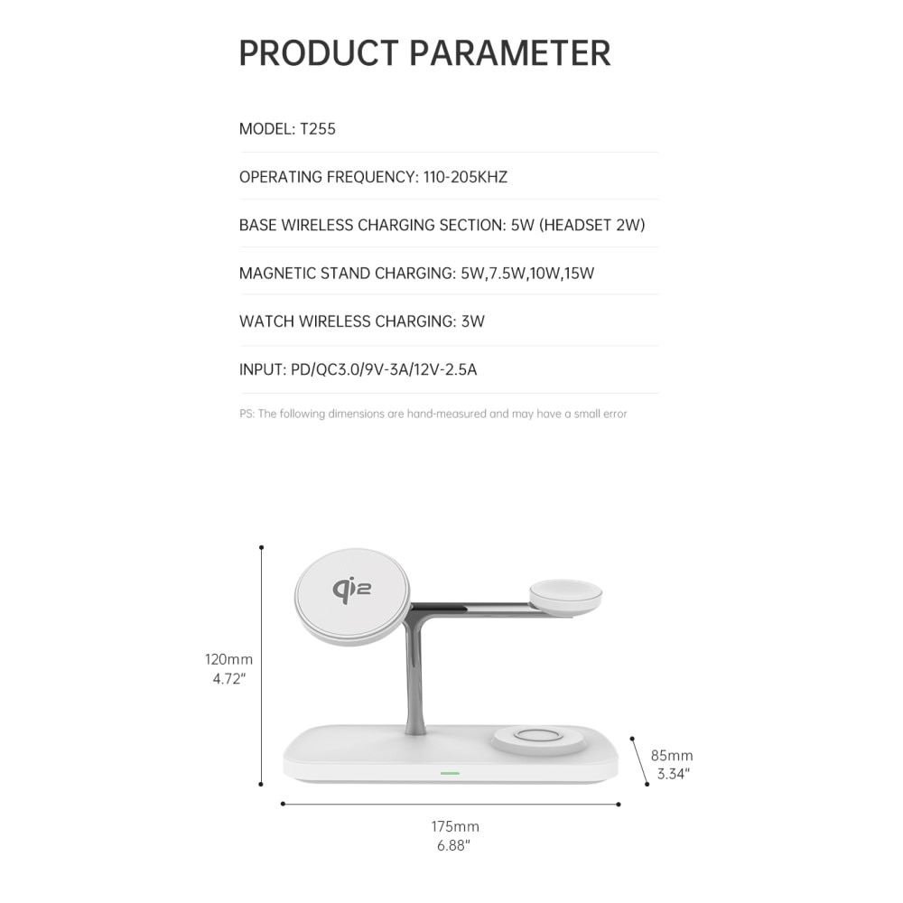 3-in-1 Qi2 MagSafe Langaton Latausasema valkoinen