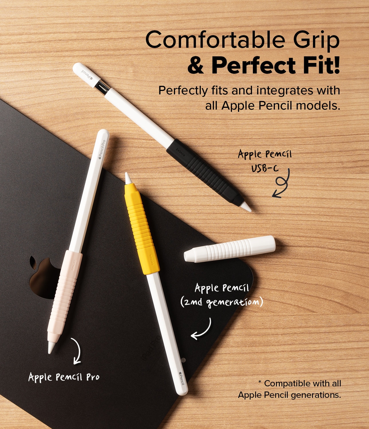 Silicone Grip Holder Apple Pencil  musta