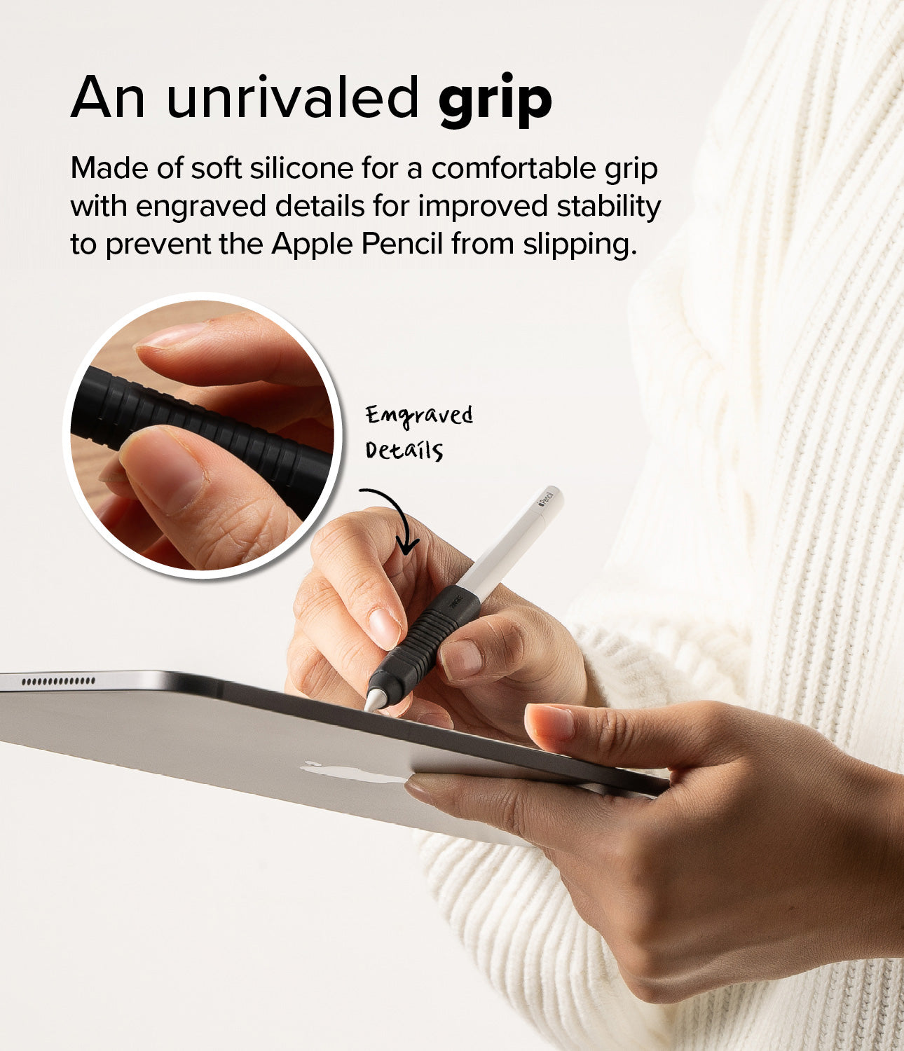 Silicone Grip Holder Apple Pencil  musta