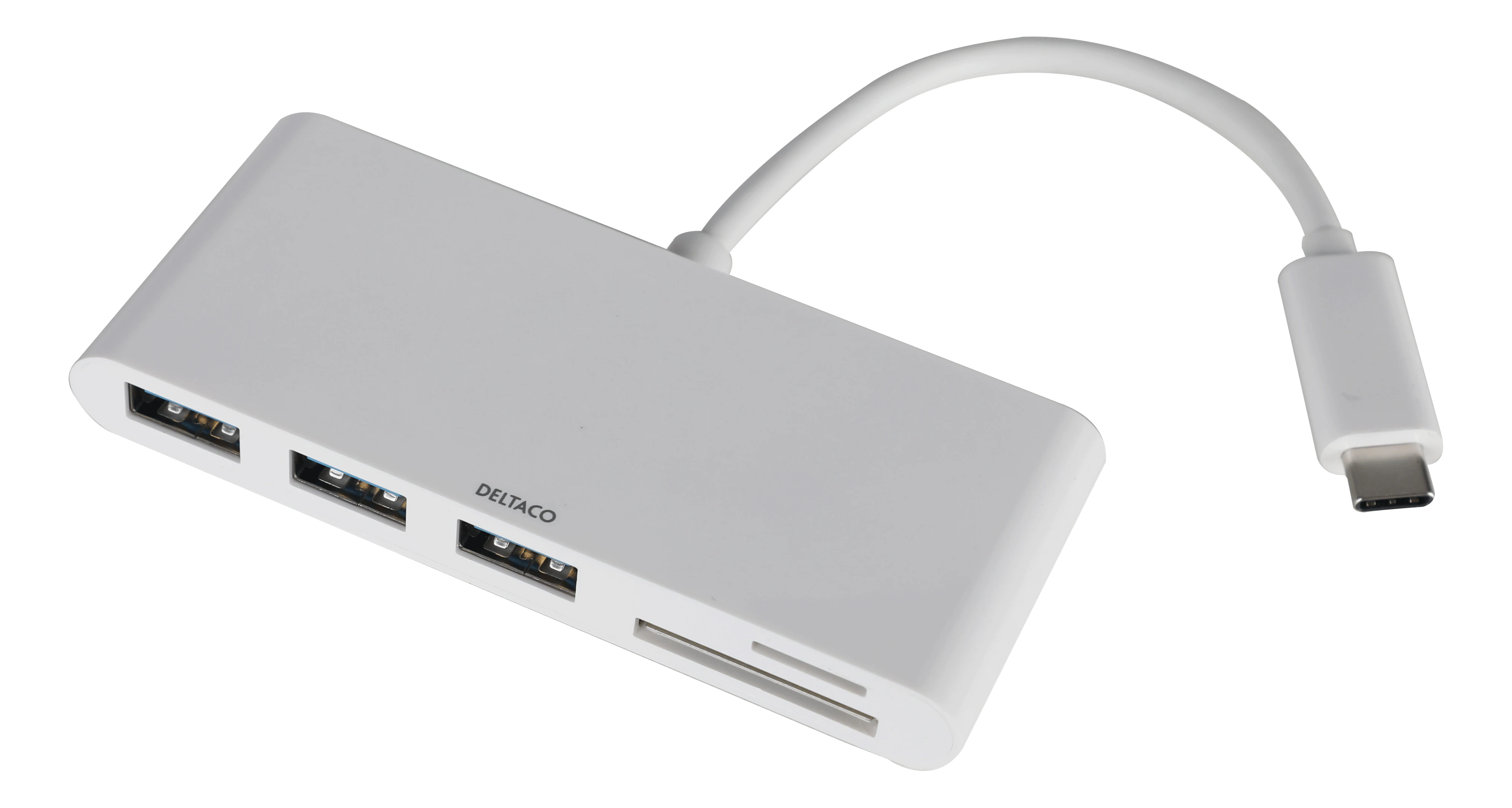 USB-C Hubi 3x USB-A + SD/microSD valkoinen