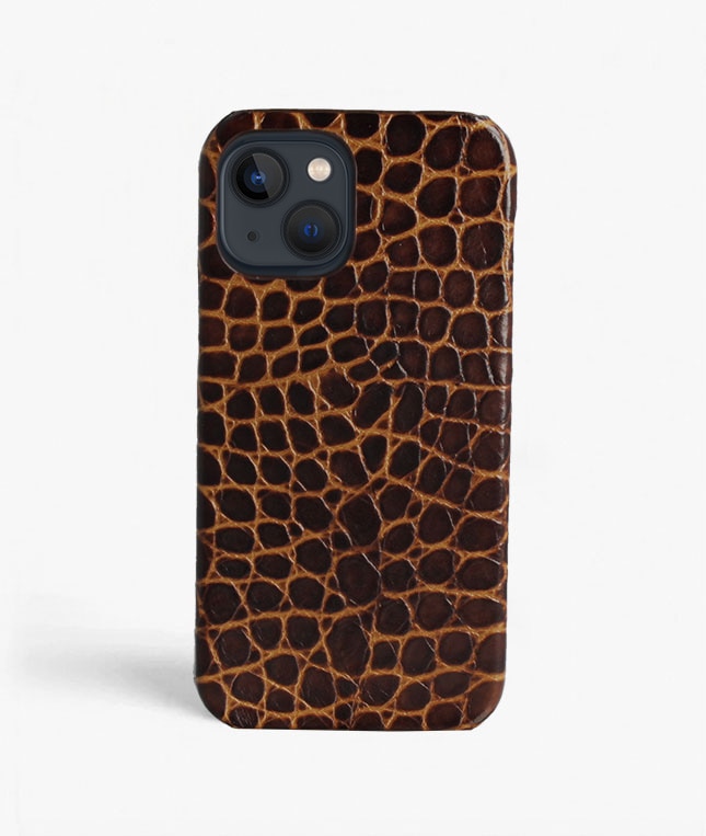 Kuori iPhone 13 Pro Small Croco Ruskea