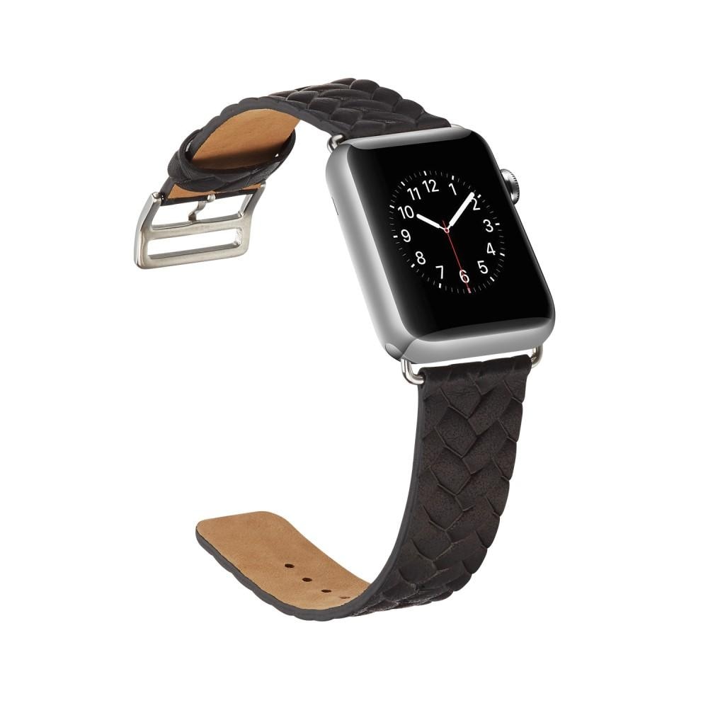 Apple Watch 42mm Woven Leather Band musta