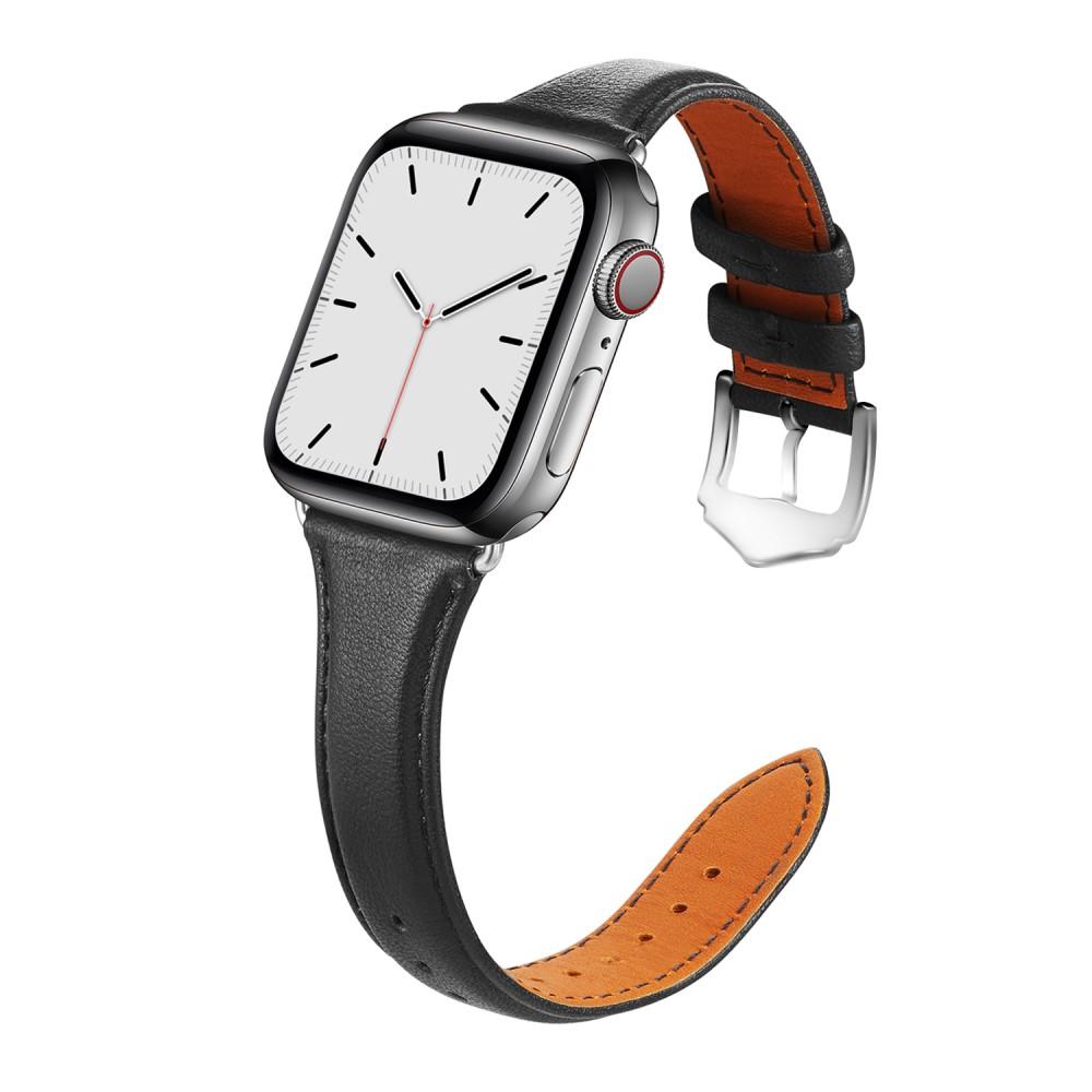 Slim Nahkaranneke Apple Watch 45mm Series 8 musta