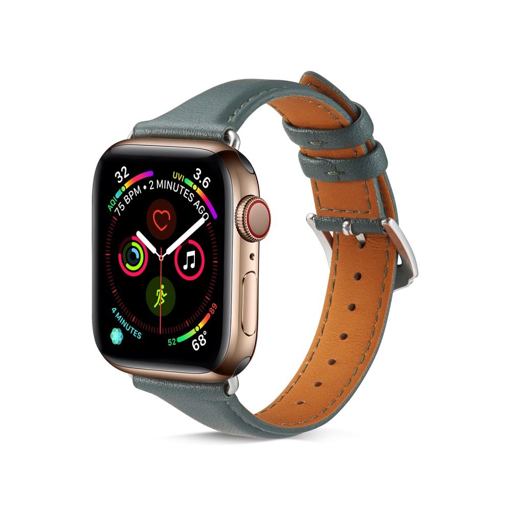 Slim Nahkaranneke Apple Watch 45mm Series 8 vihreä