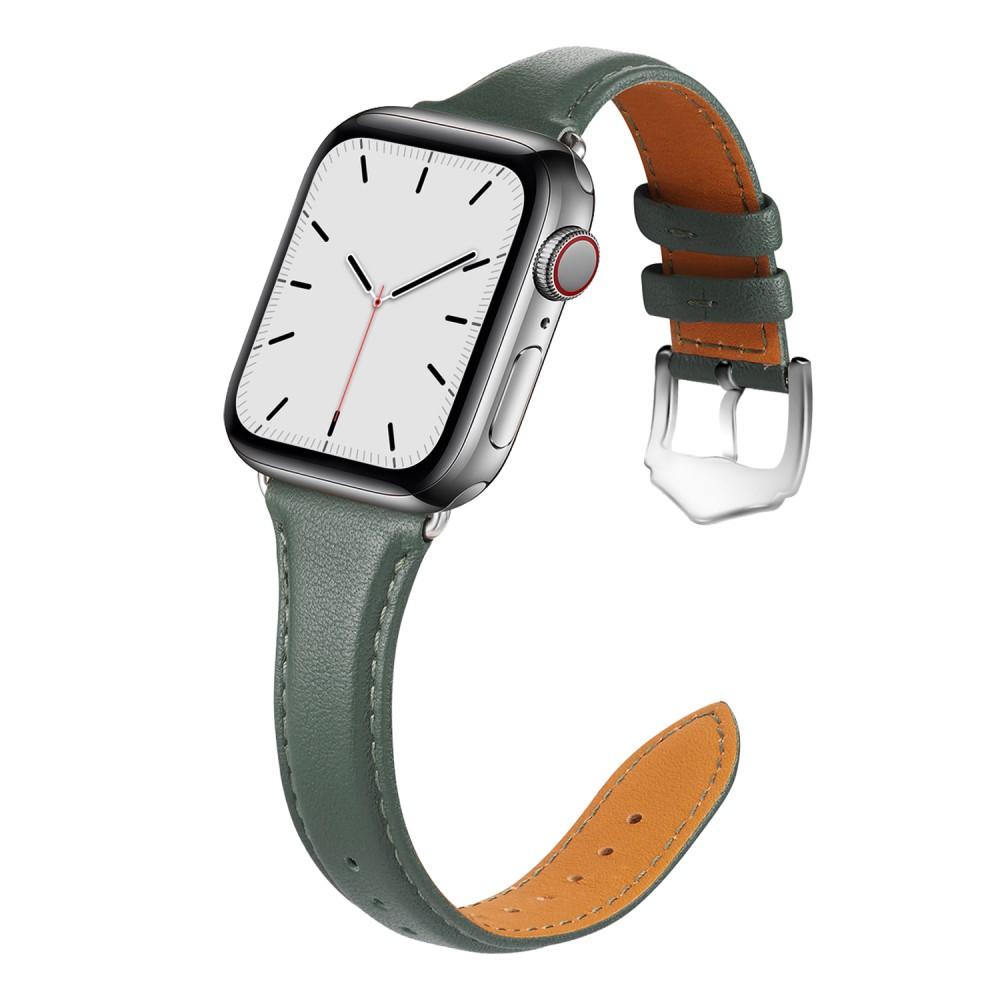 Slim Nahkaranneke Apple Watch 45mm Series 8 vihreä