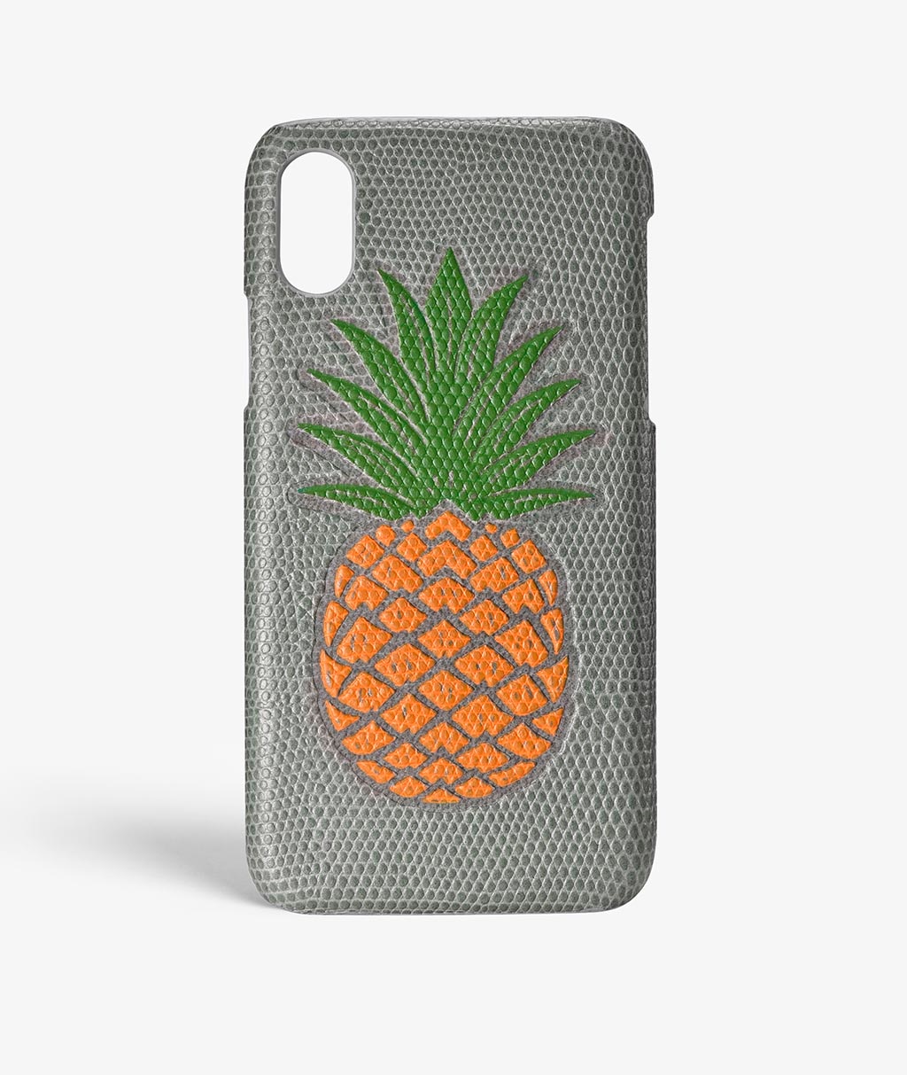 Kuori iPhone X/XS Pineapple Orange Lizard Grey